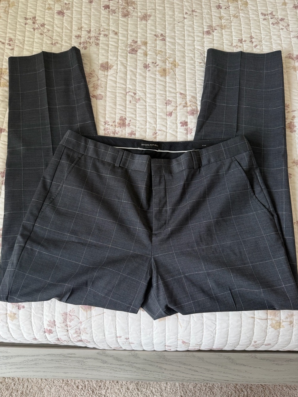 Banana Republic Charcoal Windowpane Dress Pants
